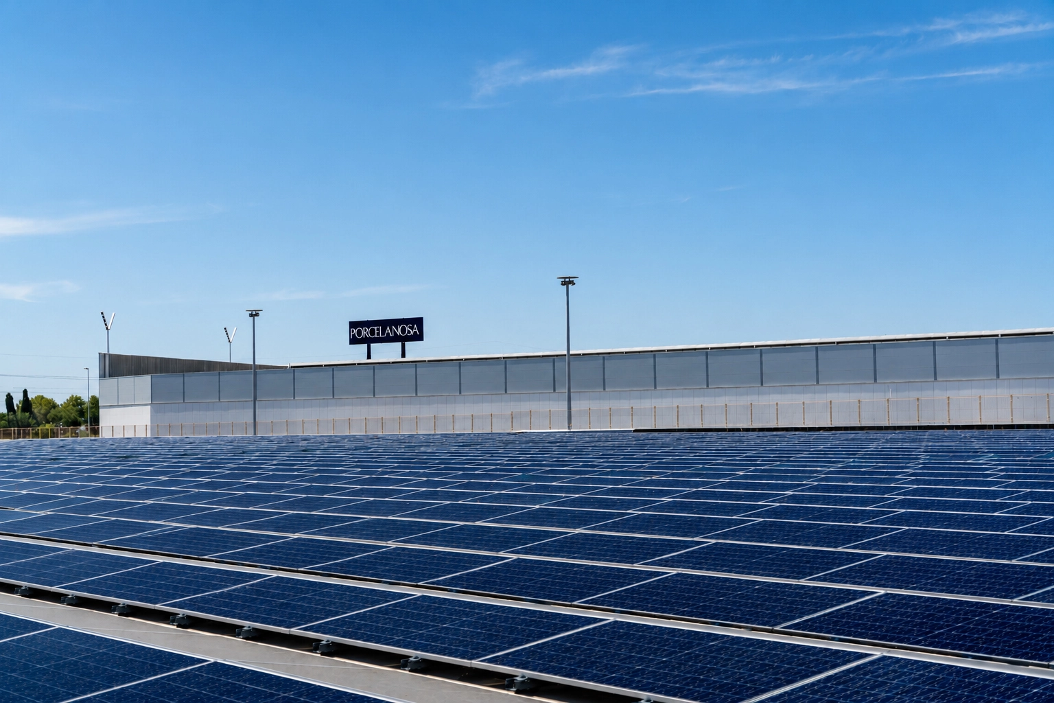 Planta fotovoltaica instalada en una cubierta industrial para generación de energía solar